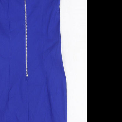 Apricot Womens Blue Viscose A-Line Size 10 Round Neck Zip