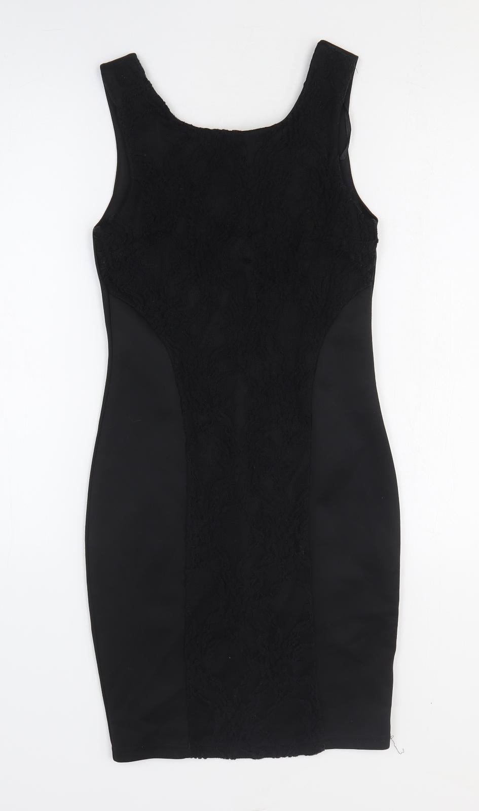 AX Womens Black Polyester Tank Dress Size 8 Scoop Neck Pullover