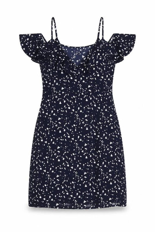 VERO MODA Womens Blue Animal Print Polyester A-Line Size S Off the Shoulder Pullover