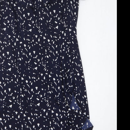VERO MODA Womens Blue Animal Print Polyester A-Line Size S Off the Shoulder Pullover