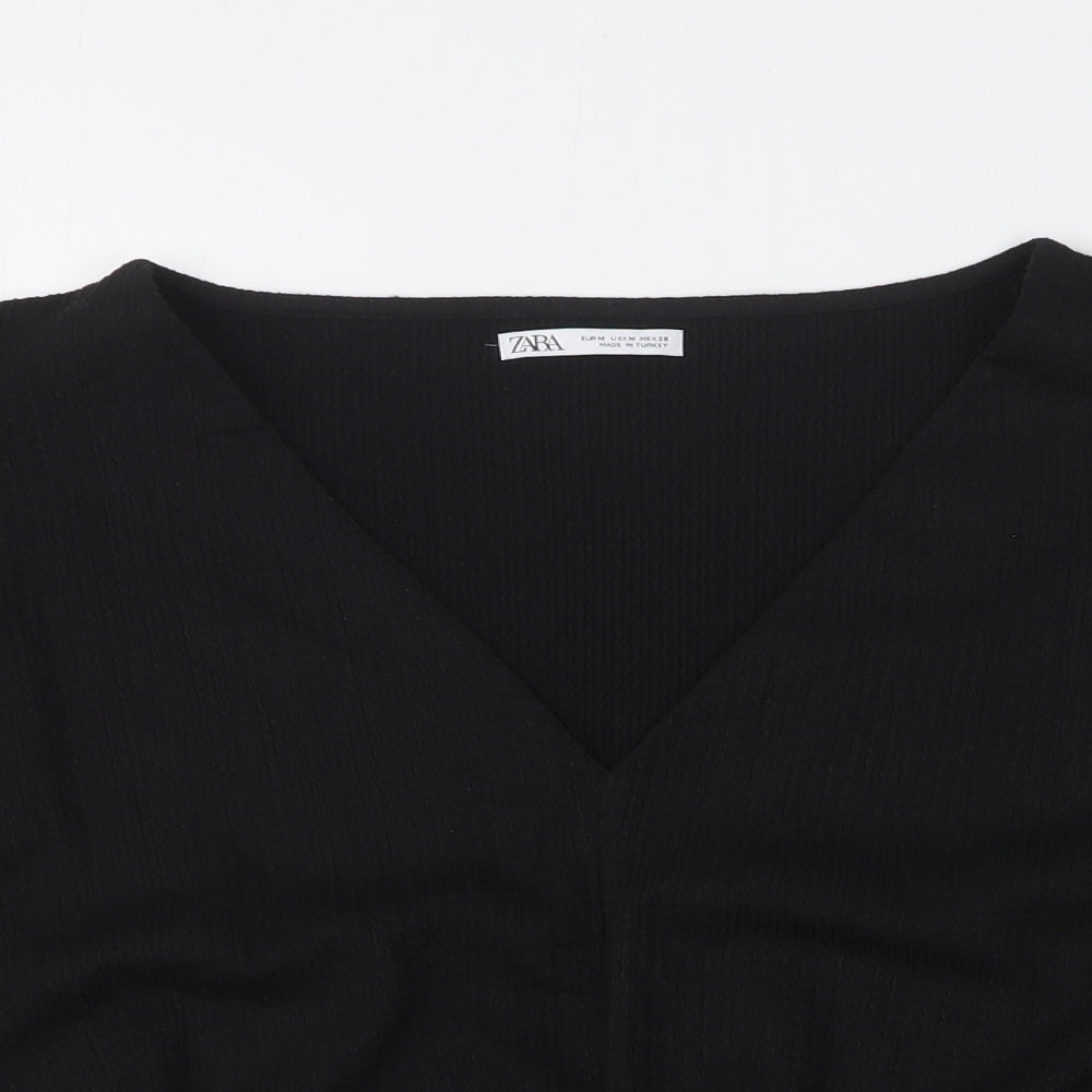 Womens UK Size M Zara Black Basic Blouse