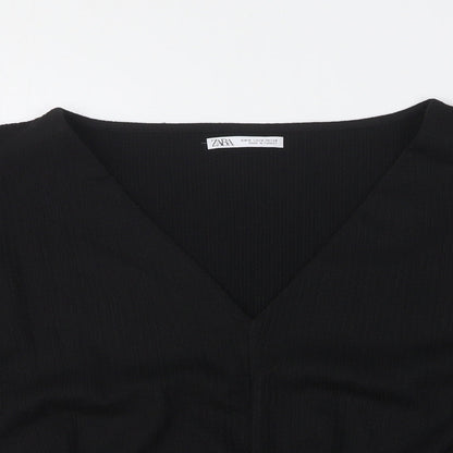 Womens UK Size M Zara Black Basic Blouse