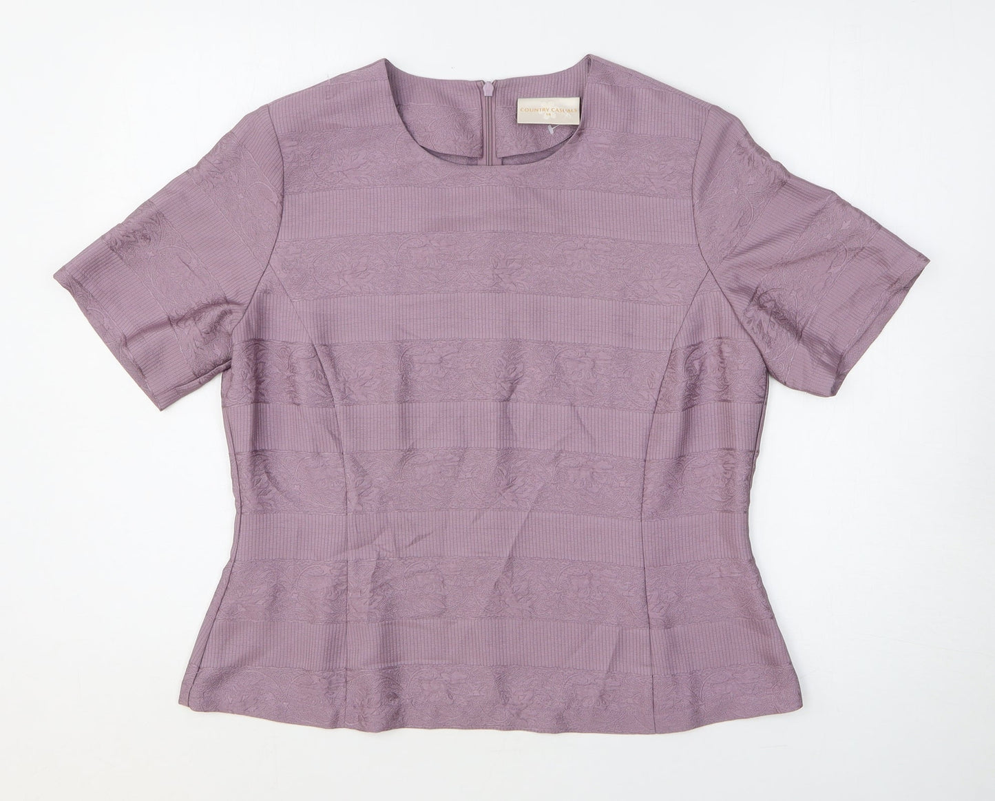 Womens UK Size 14 Country Casuals Purple Basic T-Shirt