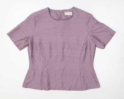 Womens UK Size 14 Country Casuals Purple Basic T-Shirt