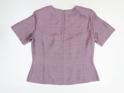 Womens UK Size 14 Country Casuals Purple Basic T-Shirt