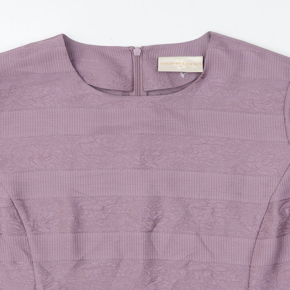 Womens UK Size 14 Country Casuals Purple Basic T-Shirt
