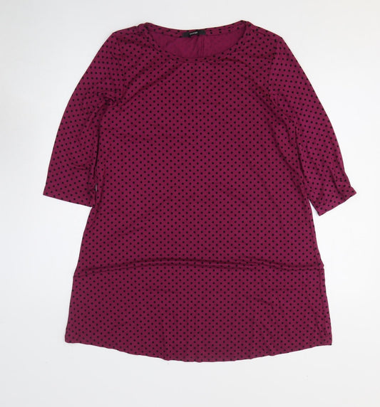 George Womens Purple Polka Dot Polyester T-Shirt Dress Size M Crew Neck