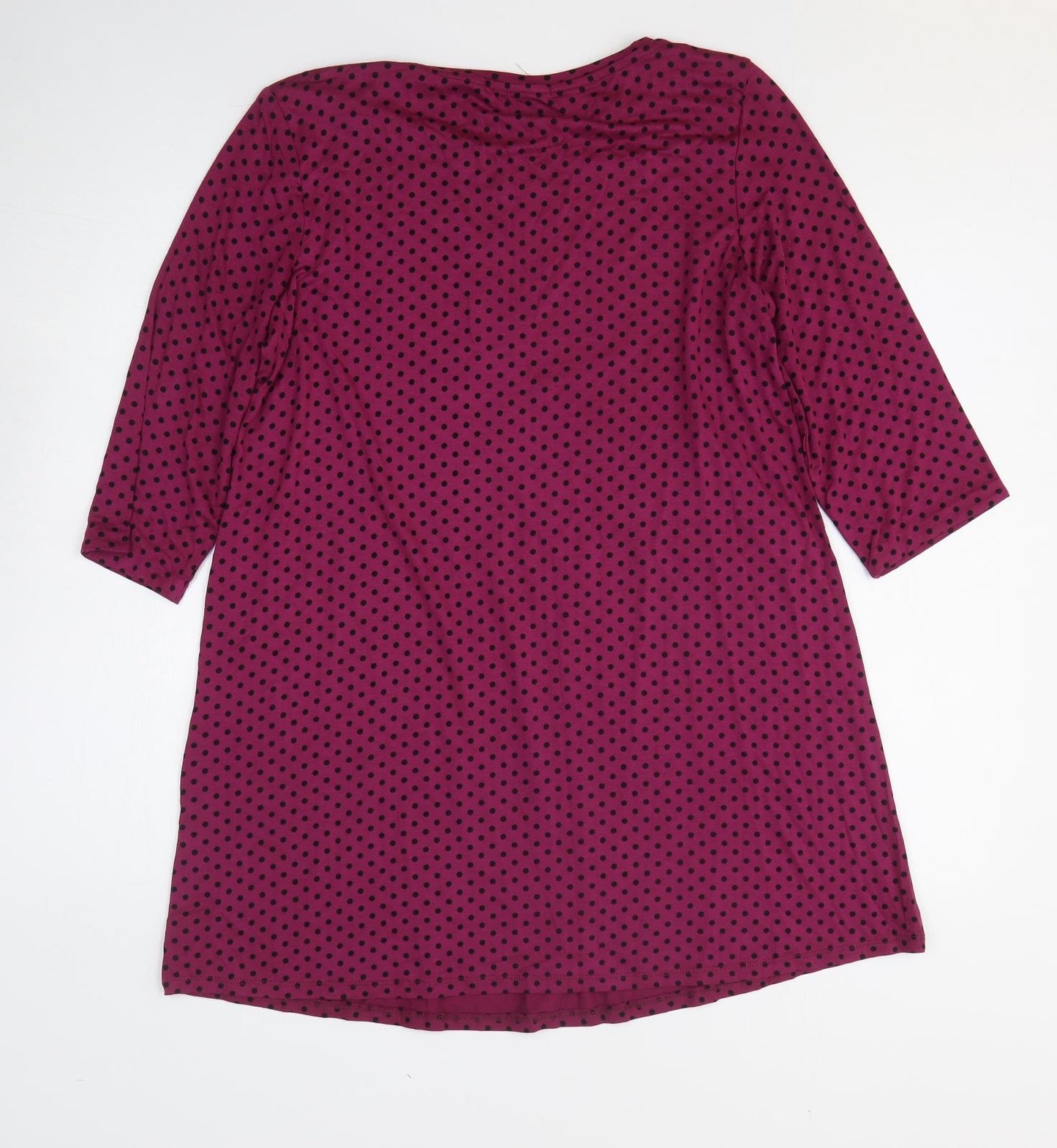 George Womens Purple Polka Dot Polyester T-Shirt Dress Size M Crew Neck