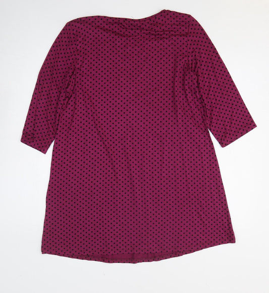George Womens Purple Polka Dot Polyester T-Shirt Dress Size M Crew Neck