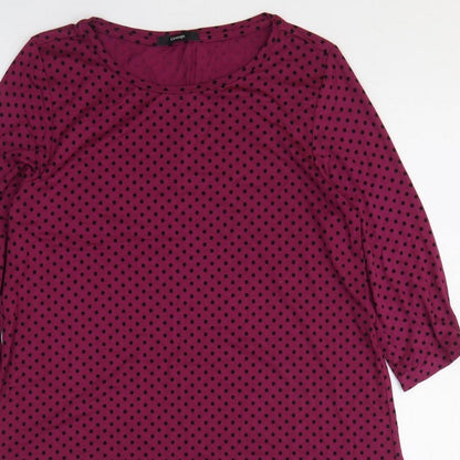 George Womens Purple Polka Dot Polyester T-Shirt Dress Size M Crew Neck