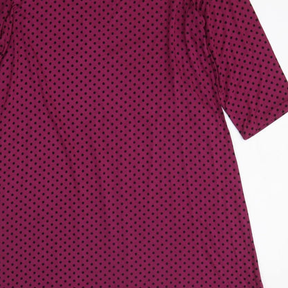 George Womens Purple Polka Dot Polyester T-Shirt Dress Size M Crew Neck