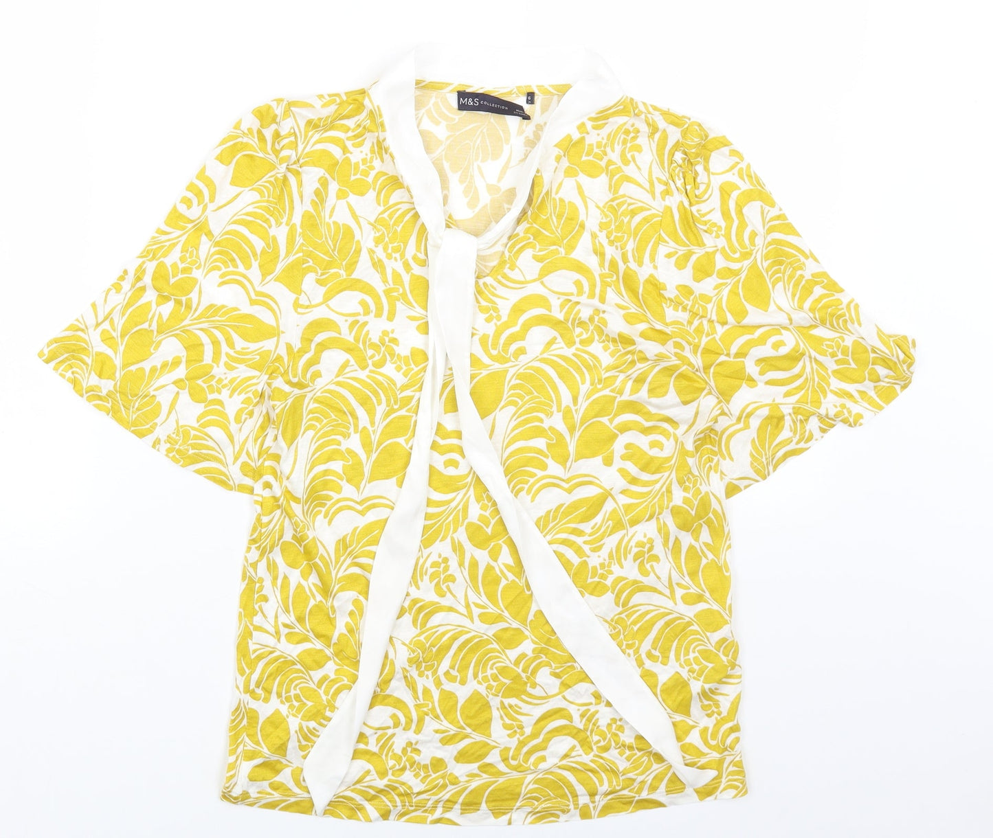 Womens UK Size 6 Marks and Spencer Yellow Basic T-Shirt