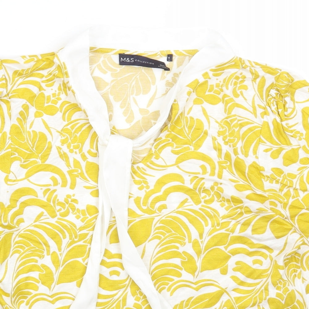 Womens UK Size 6 Marks and Spencer Yellow Basic T-Shirt