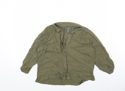 Primark Womens Green Viscose Basic Button-Up Size 10 Collared