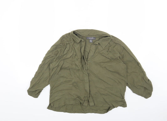 Primark Womens Green Viscose Basic Button-Up Size 10 Collared