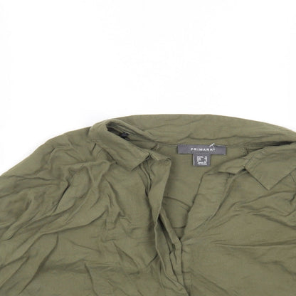 Primark Womens Green Viscose Basic Button-Up Size 10 Collared