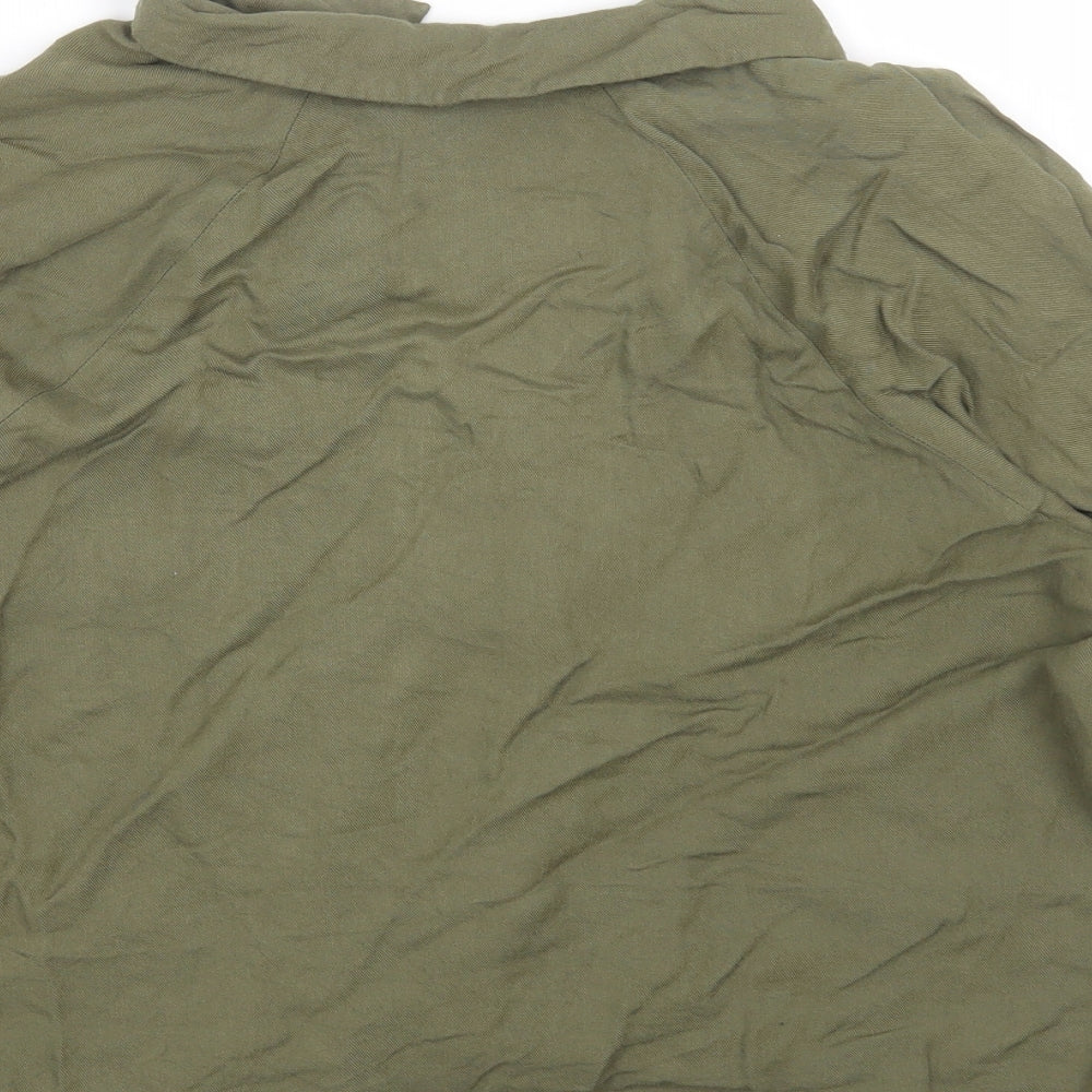 Primark Womens Green Viscose Basic Button-Up Size 10 Collared