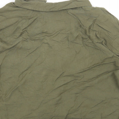 Primark Womens Green Viscose Basic Button-Up Size 10 Collared