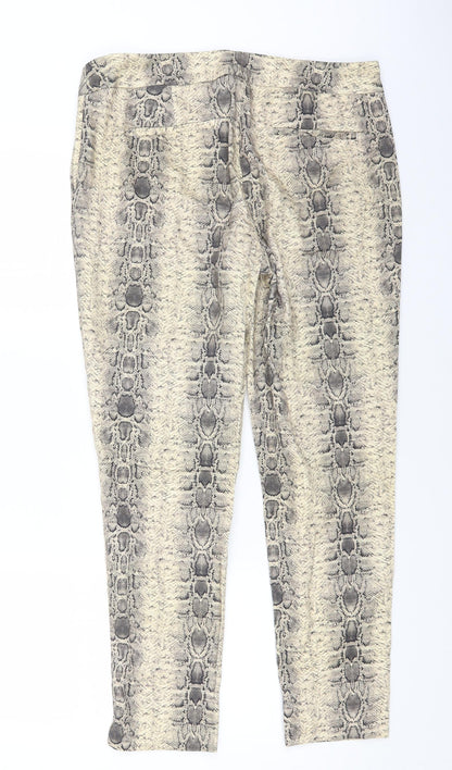 A&G Womens Beige Animal Print Cotton Straight Jeans Size 14 L26 in Regular Zip - Snake Print