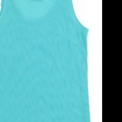 Patty Moon Womens Green Herringbone Polyester Basic Tank Size M Scoop Neck