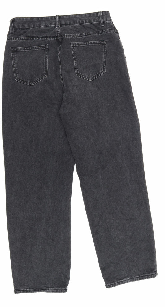 SheIn Womens Black Cotton Straight Jeans Size M L28.5 in Regular Zip