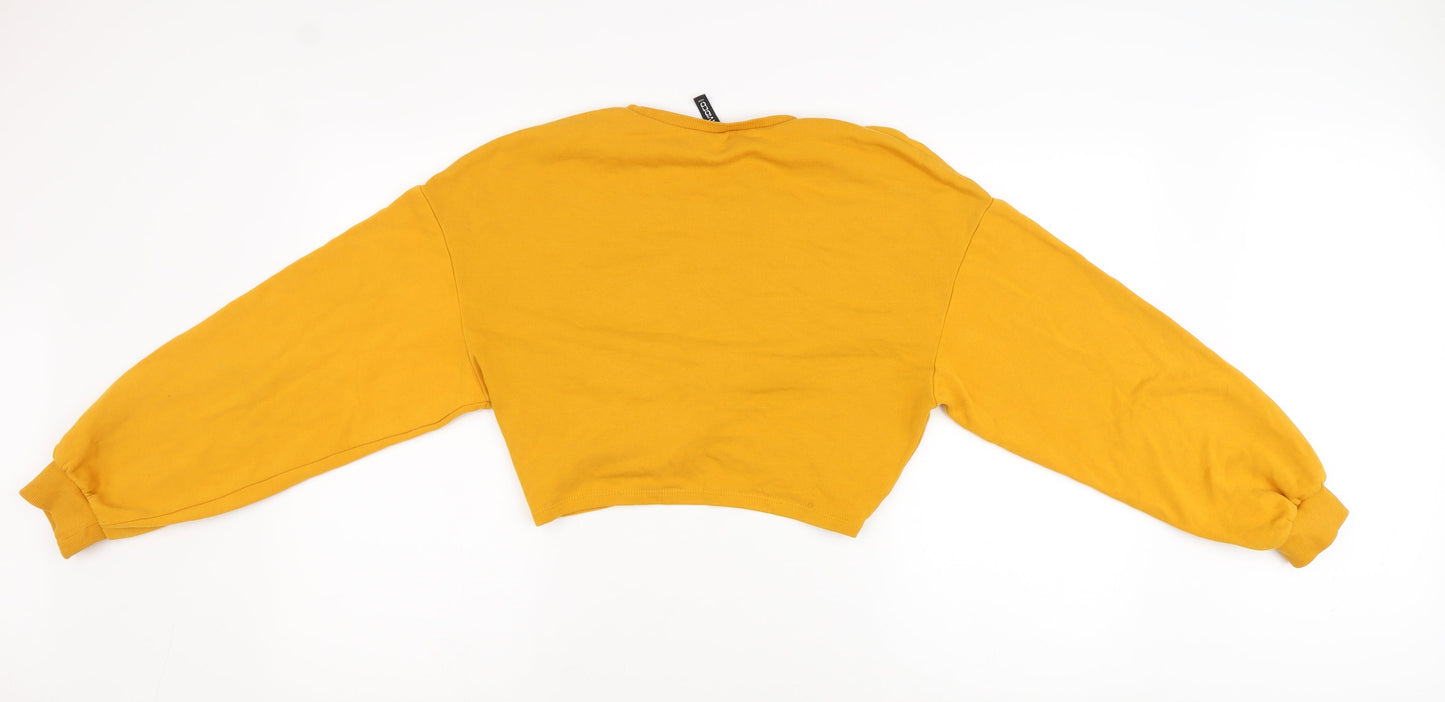 Womens UK Size M Divided Yellow Cropped T-Shirt