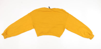 Womens UK Size M Divided Yellow Cropped T-Shirt
