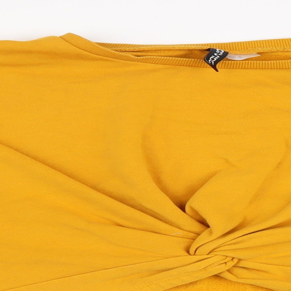 Womens UK Size M Divided Yellow Cropped T-Shirt