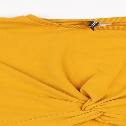 Womens UK Size M Divided Yellow Cropped T-Shirt