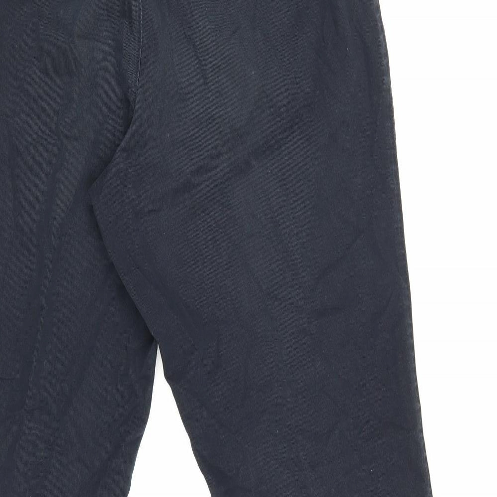 Marks and Spencer Mens Blue Cotton Trousers Size 30 in L28 in Regular Zip