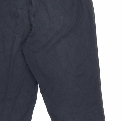 Marks and Spencer Mens Blue Cotton Trousers Size 30 in L28 in Regular Zip