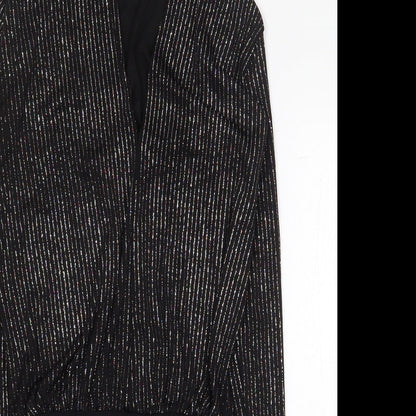 Primark Womens Black Striped Polyester Bodysuit One-Piece Size XS Snap