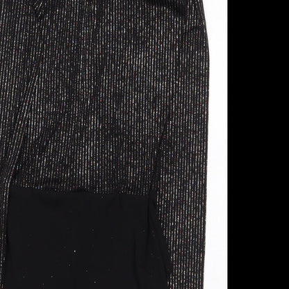 Primark Womens Black Striped Polyester Bodysuit One-Piece Size XS Snap