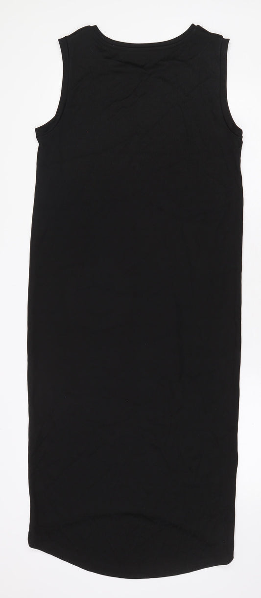 Marks and Spencer Womens Black Viscose Maxi Size 10 Boat Neck Pullover
