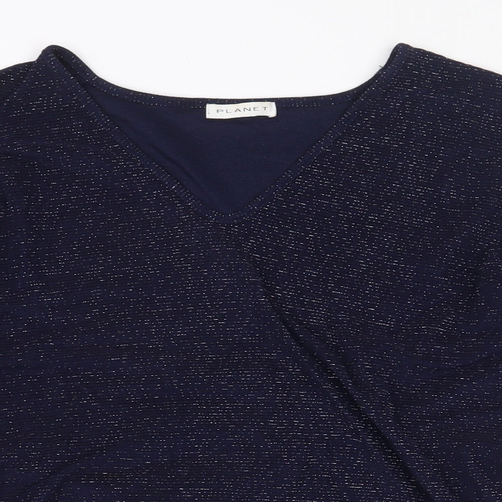 Womens UK Size M Planet Blue Basic Blouse