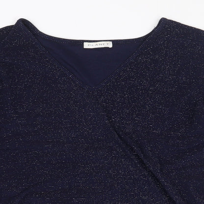 Womens UK Size M Planet Blue Basic Blouse