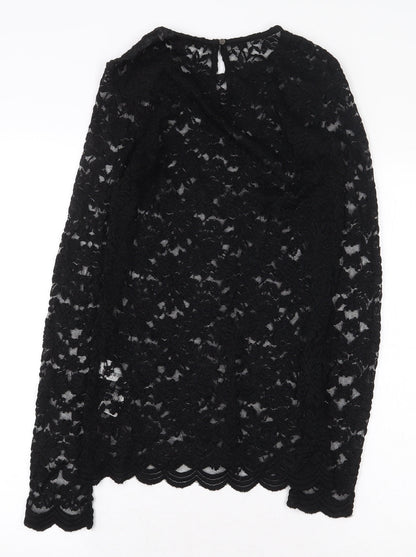 Womens UK Size M FOREVER 21 Black Basic Blouse