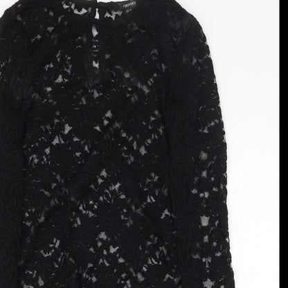 Womens UK Size M FOREVER 21 Black Basic Blouse