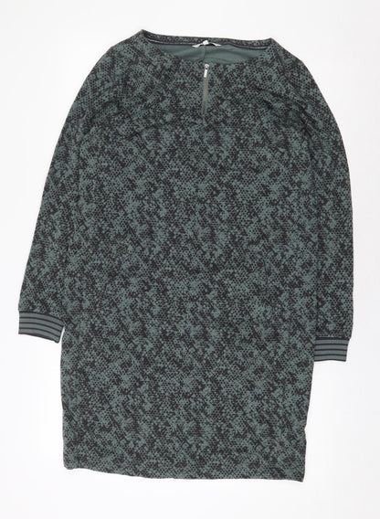 Sandwich Womens Green Geometric Cotton Sheath Size S Boat Neck Zip