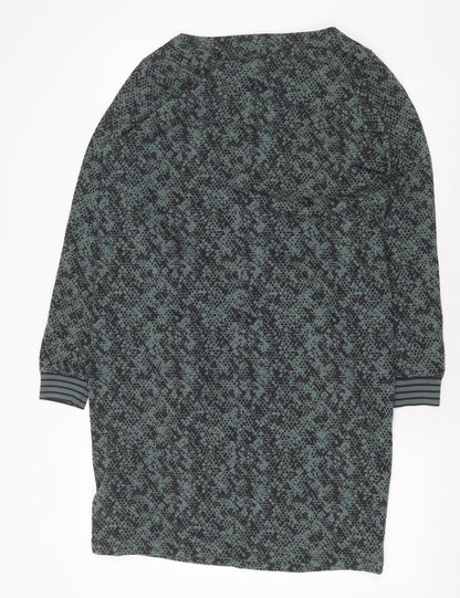 Sandwich Womens Green Geometric Cotton Sheath Size S Boat Neck Zip
