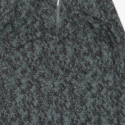 Sandwich Womens Green Geometric Cotton Sheath Size S Boat Neck Zip