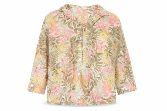 Cathy Daniels Womens Yellow Floral Polyester Basic Button-Up Size M Collared