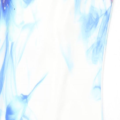 AX Paris Womens White Geometric Polyester Tank Dress Size 6 Round Neck Zip