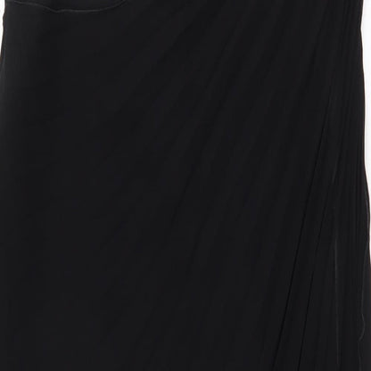 River Island Womens Black Herringbone Polyester Bodycon Size 10 One Shoulder Zip - Brooch
