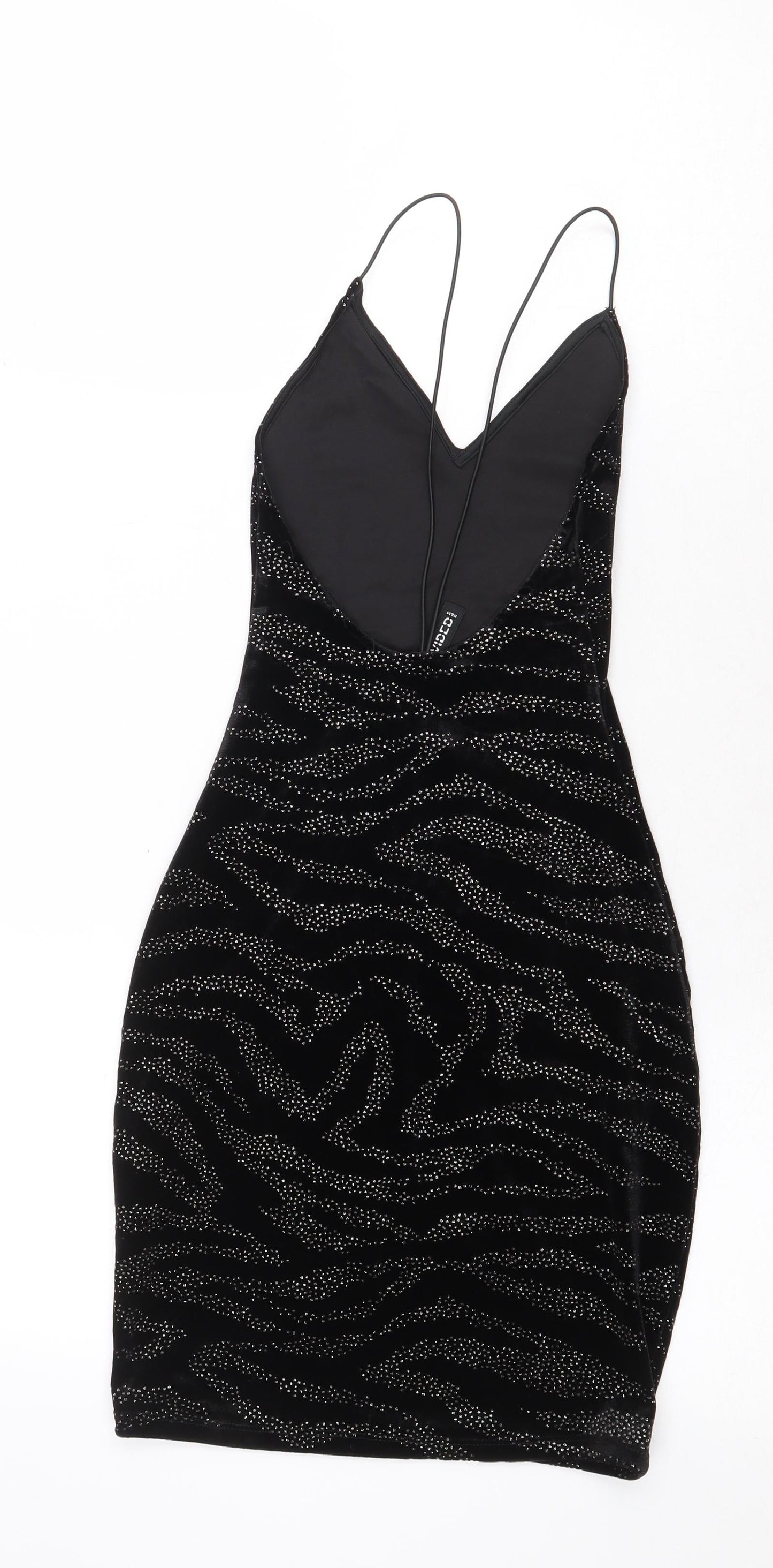 H&M Womens Black Animal Print Polyester Slip Dress Size XS Sweetheart Pullover