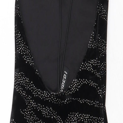 H&M Womens Black Animal Print Polyester Slip Dress Size XS Sweetheart Pullover