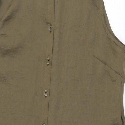Womens UK Size 14 Atmosphere Green Basic Button-Up