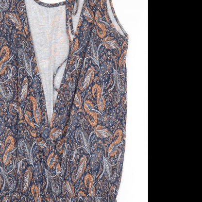 ESMARA Womens Black Paisley Polyester Romper One-Piece Size M Tie