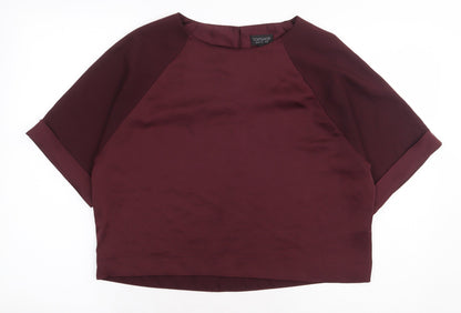 Womens UK Size 10 Topshop Red Basic Blouse