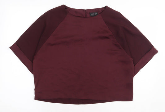 Womens UK Size 10 Topshop Red Basic Blouse